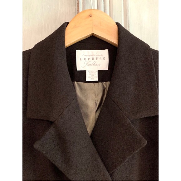 Express Vintage 80’s Brown Wool Blazer Jacket 5/6 - Picture 3 of 8